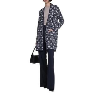 'S Max Mara Jacquard Wool Cashmere Belted Cardigan Small $1,190 Blue Ultramarine